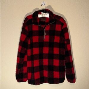 CC Boutique Red and Black Checkered Sherpa Pullover